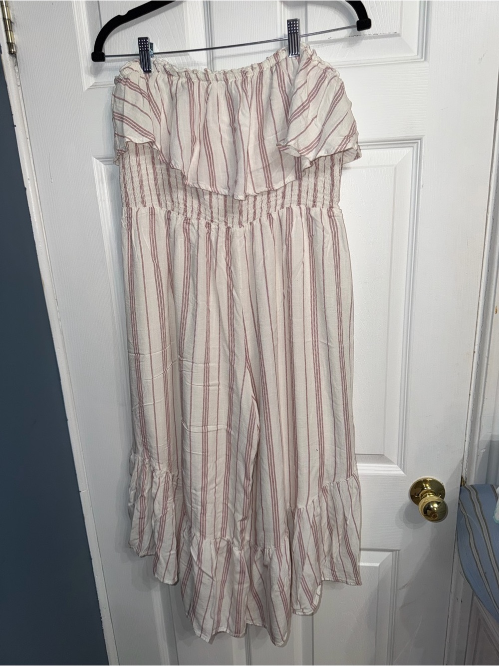 Lush Cream & Dusty Rose Striped Off-Shoulder Maxi Dress